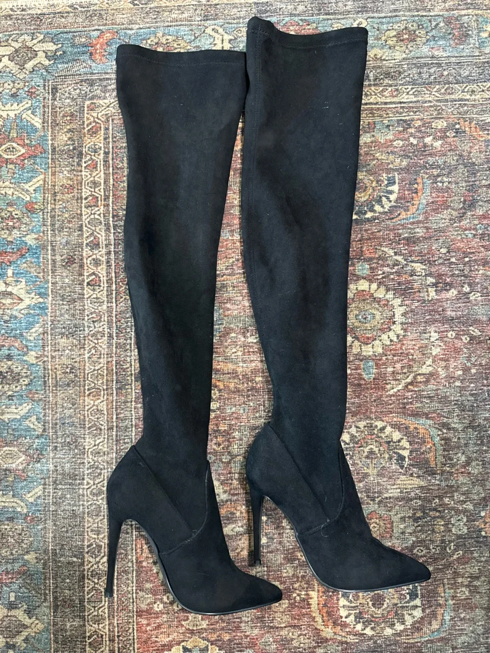 Steve Madden Dominique Over The Knee Boots Thigh High Black Suede Boots 6